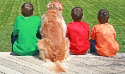 boys with dog